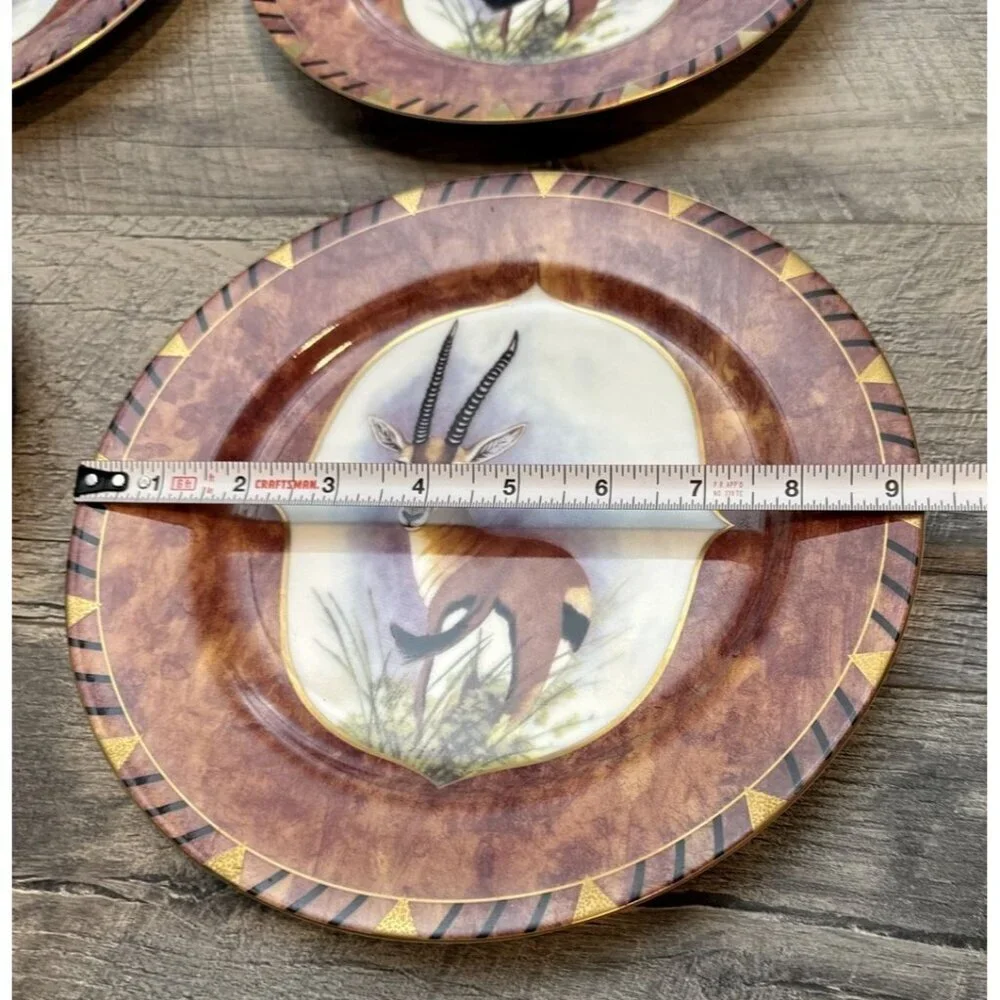 Lynn Chase African Portraits Plates Safari Mammals Set of 3 Gazelle Luncheon